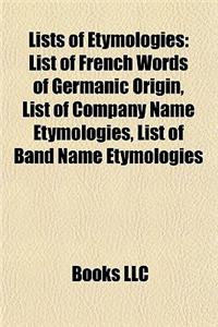 Lists of Etymologies