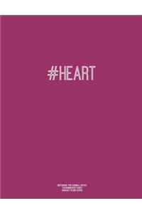 Notebook for Cornell Notes, 120 Numbered Pages, #HEART, Plum Cover
