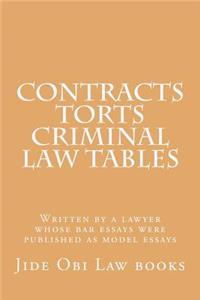 Contracts Torts Criminal Law Tables: Written by a Lawyer Whose Bar Essays Were Published as Model Essays