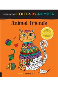 Brilliantly Vivid Color-By-Number: Animal Friends: Guided Coloring for Creative Relaxation--30 Original Designs + 4 Full-Color Bonus Prints--Easy Tear-Out Pages for Framing