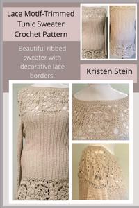 Lace Motif-Trimmed Tunic Sweater Crochet Pattern