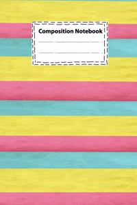 Composition notebook Vintage Rainbow colorful background Pink yellow and blue color Striped color for Teachers Students Kids and Teens
