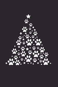 Christmas Dog bone and paw tree Notebook