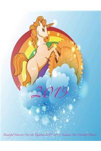 2019 Beautiful Unicorn Over the Rainbow 2018-2019 Academic Year Monthly Planner