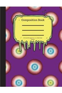 Composition Book 100 Sheet/200 Pages 8.5 X 11 In.-Wide Ruled- Eyeballs