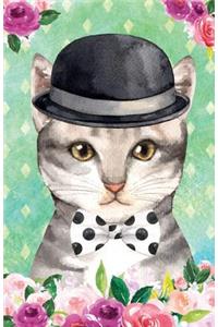 Journal Notebook for Cat Lovers Chic Cat in a Bowler Hat