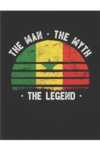 The Man The Myth The Legend: Senegal Flag Sunset Personalized Gift Idea for Senegalese Coworker Friend or Boss Planner Daily Weekly Monthly Undated Calendar Organizer Journal