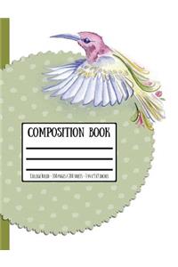 Watercolour Bird Composition Book: College Ruled - 100 Pages / 200 Sheets - 7.44 X 9.69 Inches