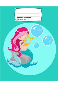 Cute Mermaid Dot Grid Notebook