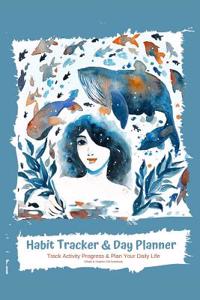 Habit Tracker & Day Planner Track Activity Progress & Plan Your Daily Life Whale & Dolphin Gift Notebook