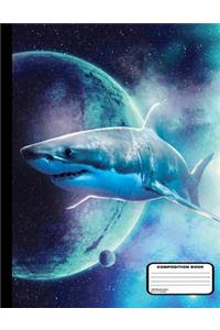 Killer Sharks in Outer Space Composition Notebook Blank Unruled 200 Pages / 100 Sheets, 8-1/2