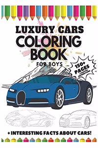 Luxury Cars Coloring Book for Boys, 150 Pages
