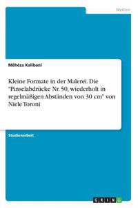 Kleine Formate in der Malerei. Die Pinselabdrücke Nr. 50, wiederholt in regelmäßigen Abständen von 30 cm von Niele Toroni