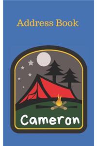 Cameron: Personalized Address Book for Kids who Love Camping and Summer Camp