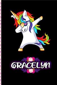 Gracelyn - Dabbing Unicorn personalized named Notebook