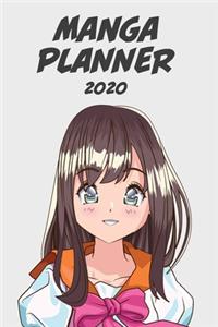 Manga planner 2020 [brunette hair girl ] plain background][weekly] [6x9]