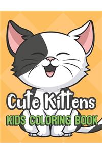 Cute Kittens Kids Coloring Book: Black and White Kitten Cover Color Book for Children of All Ages. Yellow Diamond Design with Black White Pages for Mindfulness and Relaxation