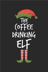 Funny Coffee Drinking Elf Christmas Notebook Gift