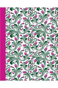 Sketchbook: Flowers and Buds (Pink and Green) 8x10 - Blank Journal with No Lines - Journal Notebook with Unlined Pages for Drawing and Writing on Blank Paper
