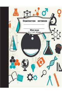 Composition notebook wide ruled 8.5 x 11 inch 200 page, Science Lab Notes
