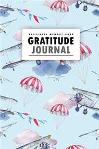 Happiness Memory Book Gratitude Journal: Cute Airplane Watercolor 102 Gratitude Journal Pages - Pocket Size
