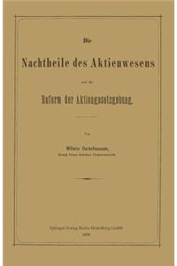 Die Nachtheile des Aktienwesens und die Reform der Aktiengesetzgebung