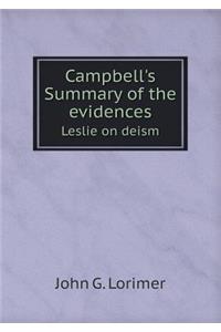 Campbell's Summary of the evidences Leslie on deism