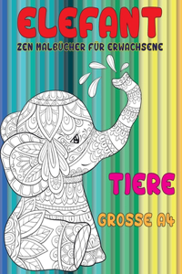 Zen Malbücher für Erwachsene - Grosse A4 - Tiere - Elefant