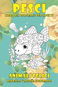 Libro da colorare per adulti - Mandalas y alheña inspirados - Animali Felici - Pesci