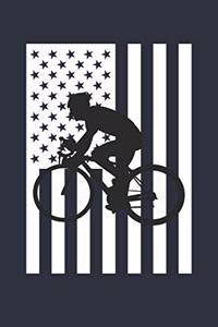 Fourth of July Gift for Cyclist - American Flag Cycling Notebook - USA Flag Cycling Journal