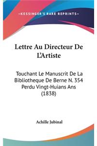 Lettre Au Directeur de L'Artiste