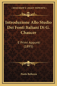 Introduzione Allo Studio Dei Fonti Italiani Di G. Chaucer