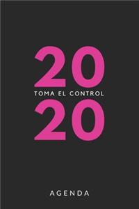 Agenda 2020 Toma el control: Agenda para todo el año 2020, sencilla, planificador mensual y semanal, tapa blanda, color negro y rosa fucsia