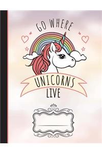 Go Where Unicorns Live Composition Notebook