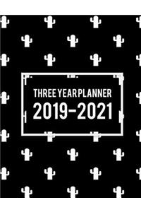 Three Year Planner 2019-2021: Black Book, 8.5