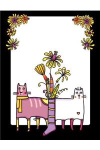 My Big Fat Bullet Journal for Cat Lovers Funny Cats Pattern in Socks with Flowers 6