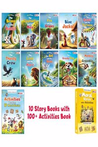 100 + Activity book & 10 Moral Story Books For Kids | Bedtime Story Book Set With Activity Book For Children | Short Animal tales with Colorful 3D Animated Pictures For 3, 4, 5, 6, 7, 8, 9, 10 Years Old