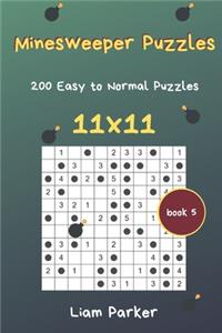 Minesweeper Puzzles - 200 Easy to Normal Puzzles 11x11 Book 5