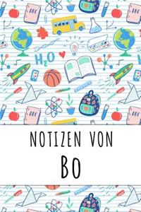 Notizen von Bo: Liniertes Notizbuch für deinen personalisierten Vornamen