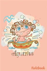 Aquarius Notebook: The Water Bearer - January 20-February 18 - Lined 6 x 9-inch size with 120 pages