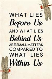 What lies before us and what lies behind us are small matters compared to what lies within us