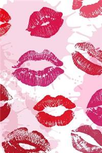 Lips: Kiss Prints 150 Lined Journal Pages Planner Diary Notebook Featuring Pink Red Kiss Lip Love Pattern on the Cover