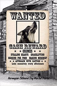 Norwegian Elkhound Dog Wanted Poster: Isometric Dot Drawing Paper Notebook Featuring 120 Pages 6x9