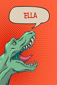 Ella: Personalized Dino Journal, Notebook, Diary 120 Pages of Lined Paper 6x9