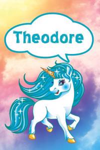 Theodore: Personalized Unicorn Isometric Dot Paper Notebook Featuring 120 Lined Pages 6x9