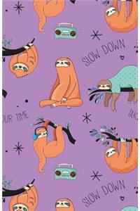 Journal Notebook For Animal Lovers Sloth Pattern On Mauve