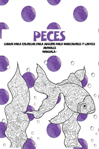 Libros para colorear para adultos para marcadores y lápices - Mandala - Animales - Peces