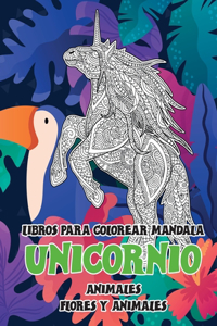Libros para colorear Mandala - Flores y animales - Animales - Unicornio