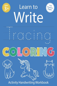 Learn to Write Tracing Coloring Activity Handwriting Workbook