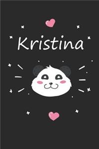 Kristina: Personalisiertes Panda Tage-/Notizbuch mit dem Vornamen Kristina und ganzen 100 linierten Seiten im 6x9 Zoll Format (ca.DIN A5). Optimal als Schreib